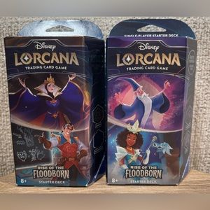 Disney Lorcana Rise of the Floodborn Starter Deck Set of 2 SEALED w/Booster Pack